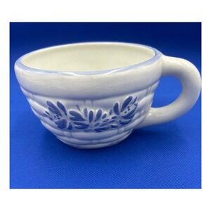 RARE Pfaltzgraff Basketweave Blue Floral Stoneware Cup Mug Vintage USA